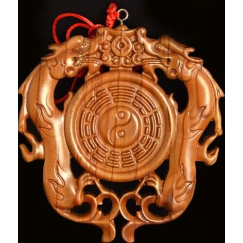 Mahogany small mirror Gossip Gossip mirror pendant you resolve Ssangyong earth evil Home Furnishing feng shui supplies