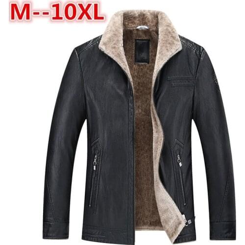 Plus size 10XL 8XL 6XL 5XL 4X Pilot Leather Jacket Brown Black Fur Genuine Leather Jacket Men Winter Natural Sheep skin Coat