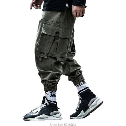 Mens Joggers Cargo Combat Jogging Trousers Tracksuit Bottoms Side Pocket Harem Pants Hip Hop Casual streetwear pants