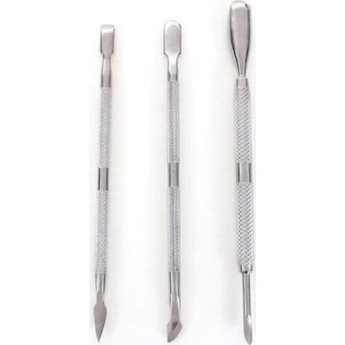 3Pcs Nail Art Stainless Steel Cuticle Spoon Remover Pusher Manicure Pedicure Set