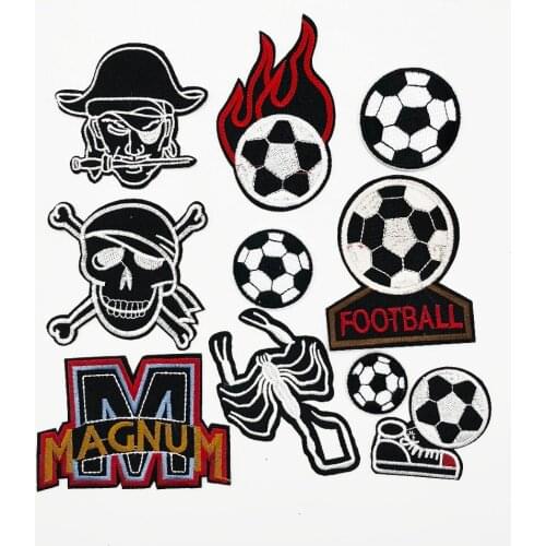 1set/100piece Pirate football skull Embroidery Patches Apparel Applique Lace Venice Motif Iron onLeiao Craft