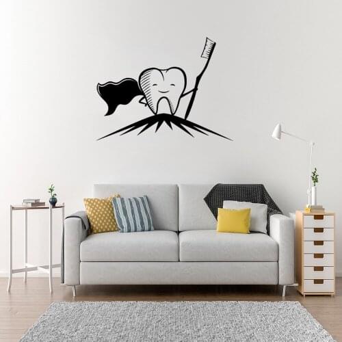 Dental Clinic Wall Decal Poster Tooth Brushing Teeth Dentistry Wall Decals Home Decor Mural Bathroom Sticker Vinyl DW11007