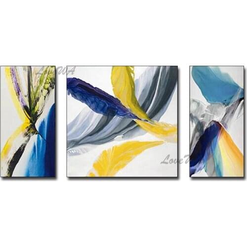 Newest Abstract 3 Panels Canvas Oil Painting Wall Decoration Art 100% Hand-painted Free Shipping Paintings Artwork Bedroom Decor
