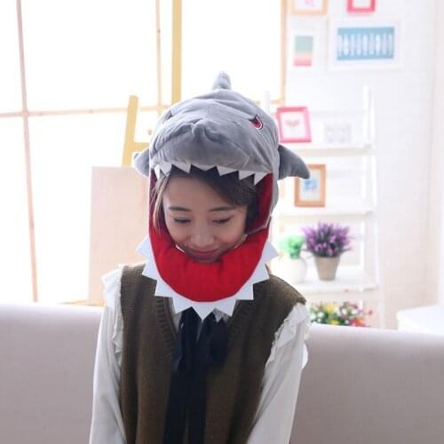 New Cute Shark Plush Stuff Hat Photo Props Kids Women Party Performance Winter Animal Gifts Girl Interactive Cartoon Toy Hat