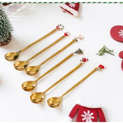 New Year 2021 Metal Merry Christmas Spoons Xmas Party Tableware Ornaments Christmas Decorations For Home Table Navidad N
