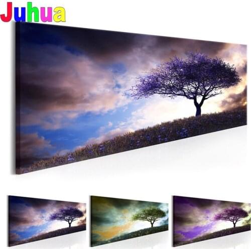 Landscape diamond painting Violet Tree diamond embroidery full round drill 5d diy mosaic puzzle 3d cross stitch,home Art