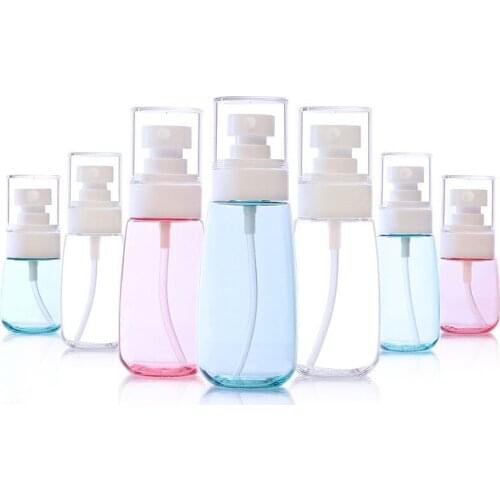 Portable 10ml 30ml 60ml Plastic Spray Bottle Transparent Pink Blue Makeup Moisture Atomizer Pot Fine Mist Sprayer Bottles 120pcs