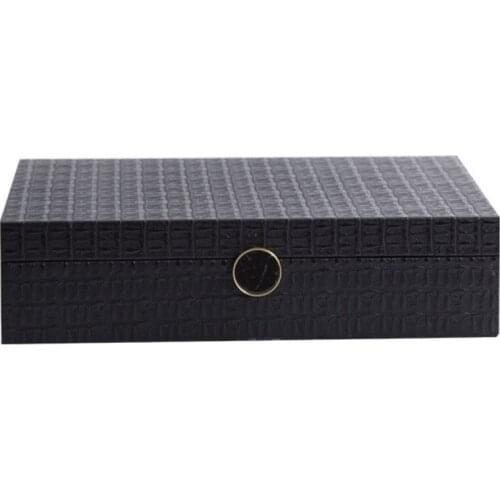 Modern simple creative plaid pattern leather jewelry box fashion home model room study soft ornaments