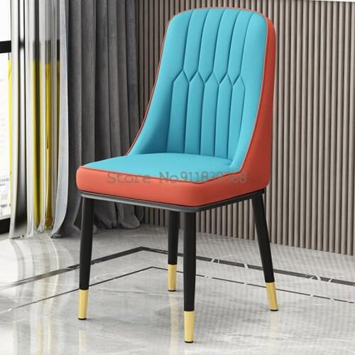 Nordic light luxury dining chair leisure chair household simple makeup backrest stool modern hotel chair iron dining table and c