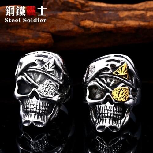 Steel soldier punk lord skull stainless steel ring men punk unique fashion titanium steel jewelry