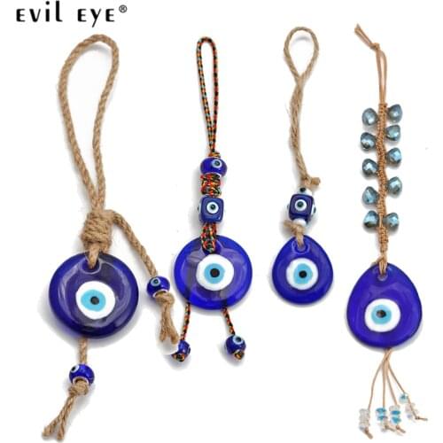 EVIL EYE Glass Dropping Oil Blue Turkish Evil Eye Bead Pendant Wall Hanging Jewelry Desoration for Home Living Room Car BE254