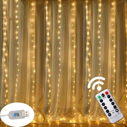 3M LED Fairy Light Garland Curtain Lamp 8 Modes USB String Lights Wedding New Year Christmas Decorations for Home Bedroom Window
