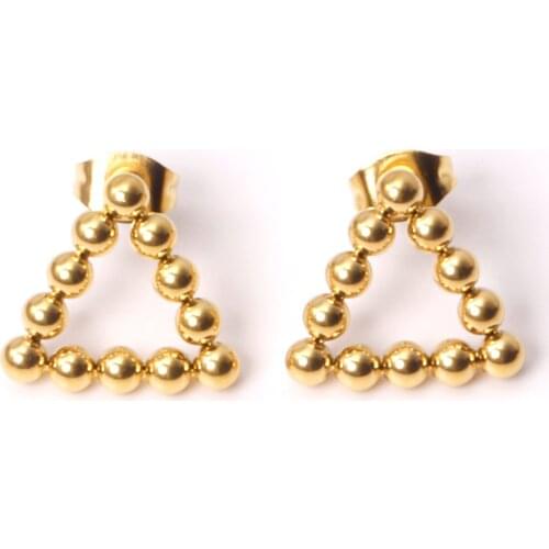 Gold/Silver Color Triangle Stud Earrings 316L Stainless Steel Fashion Jewelry Steel Ball Geometric Earrings Party Gift Jewelry