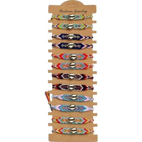 UV Alloy Cowrie Seashell Silk Stirng Woven Friendship Bracelet Women Men Short Thin Multicolor Braided Glorious Jewelry Present