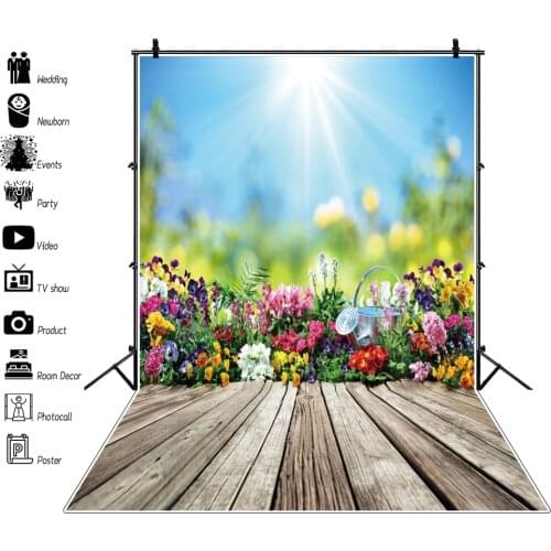 Spring Easter Backdrops Landscape Flowers Leaf Foliage Grassland Bokeh Bunny Easter Eggs Photography Background For Photo Studio
