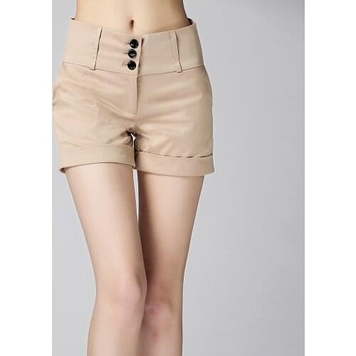 2018 New Arrival Womens Pants High Waiste comfortable slim fit ladies work short pants female black and khaki Casual Trouser