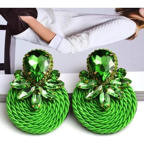 New Design Colorful Crystal Handmade Round Earrings High-Quality Statement Fashion Rhinestone Jewelry Accessories For Women