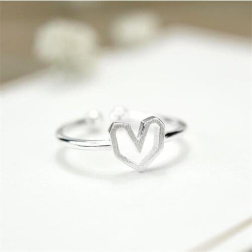Love Fashion Female Personality Simple 925 Sterling Silver Jewelry Hollow Sweet Popular Exquisite Opening Rings SR227