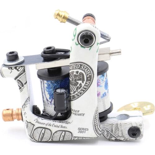 Free Shipping! Shader Liner Tattoo Machine Kit 10 Wrap Coils Tattoo Equipment Supply Classical Cast Iron Tatoo Machine