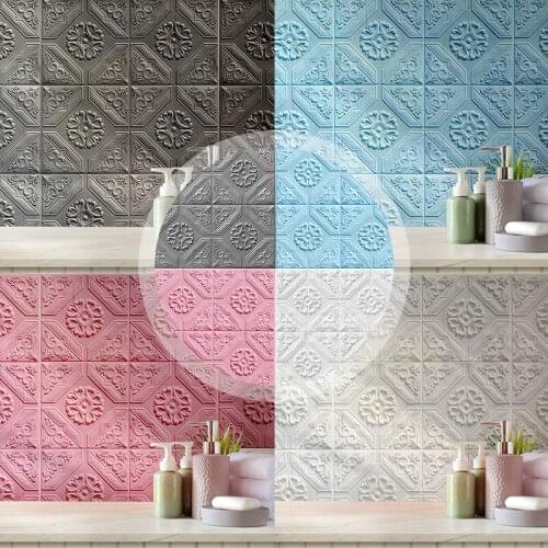 10pcs/set 3D Wall Stickers Self-Adhesive Tile Waterproof Foam Panel Living Room TV Background Wallpaper DIY Home Decoration