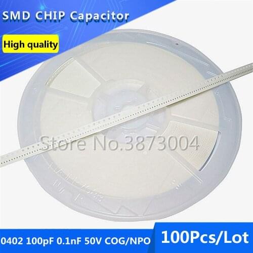 100pcs 0402 100pF 0.1nF 50V COG/NPO 5% Thick Film Chip Multilayer Ceramic Capacitor