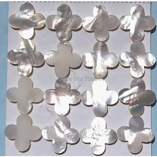 100pcs 16mm 18mm 20mm Flat Clovers Flower MOP Shell Cabochons Stone Flat Cabochon CABs Jewelry UNdrilled Wholesale