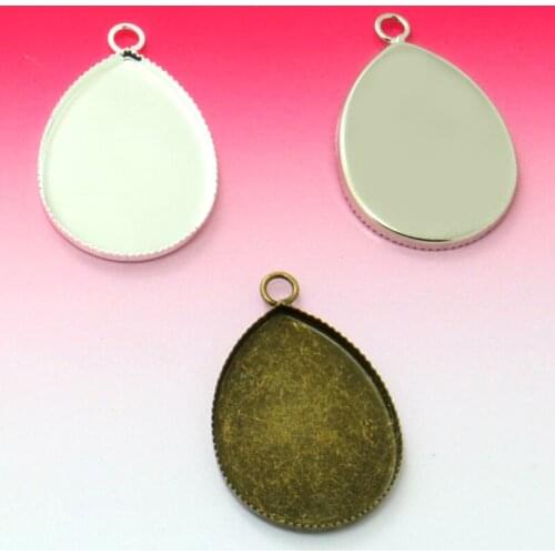 20pcs 13*18/18*25mm DIY Pendant Tray Setting with Blank Base for cabochon,Cameo Pendant for Glass Dome Jewelry Fittings