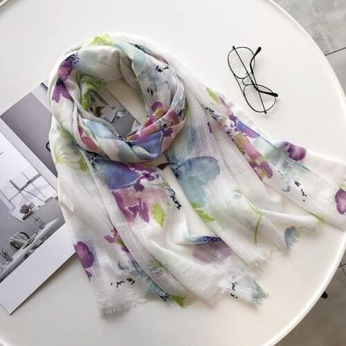 2019 Fashion Cotton Ombre Flower Fringe Scarves Shawl Beautiful Floral Foulard Fringe Wrap Scarf Hijab Muffler Free Shipping