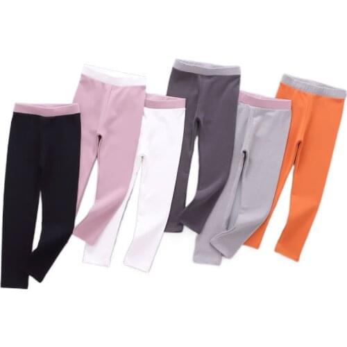 2021 Kids Girl Pants Spring Autumn Candy Color Elastic Pencil Trousers Skinny Child Solid Leggings for 1-7Y Children Clothing