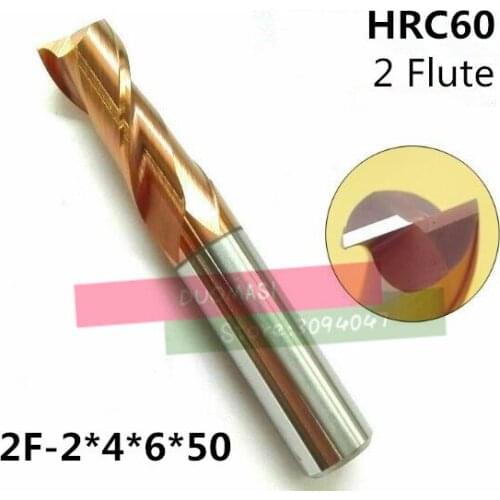 2F-2.0*4*6*50 HRC60,carbide Square Flatted End Mills coating:nano TWO flute diameter 2.0mm, The Lather,boring Bar,cnc,machine