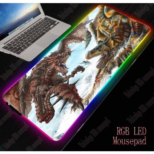 Mairuige 40*90cmAnimal Dragon Cat Large RGB Non-slip LED Mouse Pad Gaming Accessories Laptop PC Mousepad XL Keyboard DeskMat