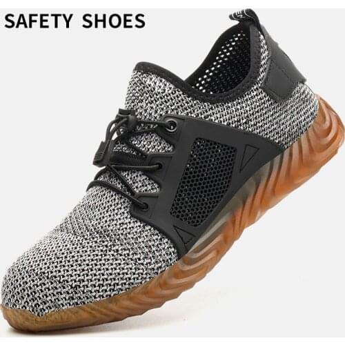 Summer Mens Outdoor Breathable Mesh Steel Toe Anti Smashing Safety Shoes Mens Light Puncture Proof Comfortable Work Shoes Boot