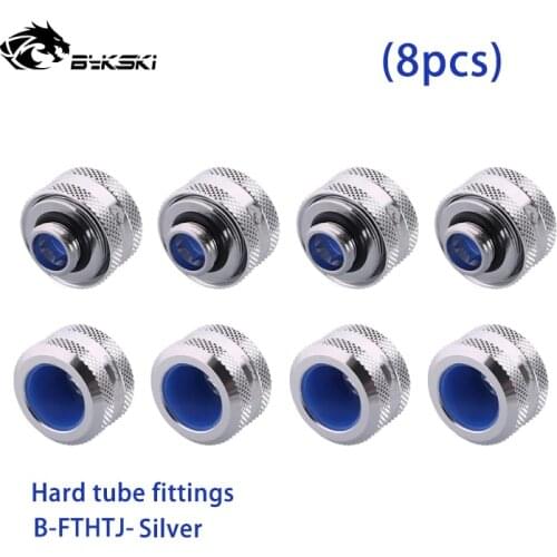 BYKSKI 8pcs/lot OD12mm/OD14mm/OD16mm Enhanced Anti-off Rubber Hand Compression Copper Fitting G1/4' use for Hard/Rigidity Tube