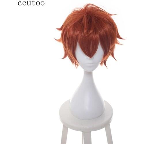 Ccutoo 12" Game Mystic Messenger 707 Mens Orange Mix Short Shaggy Layered Fluffy Synthetic Party Hair Cosplay Wig