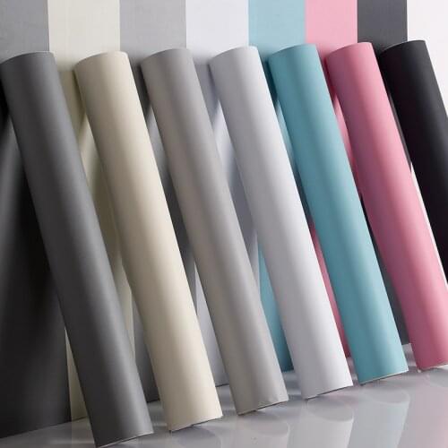 DIY PVC Decorative Contact Paper Solid Matt Kitchen Cupboard Cabinet Self-adhesive Wallpaper Roll Vinyl Furniture Wall Stickers