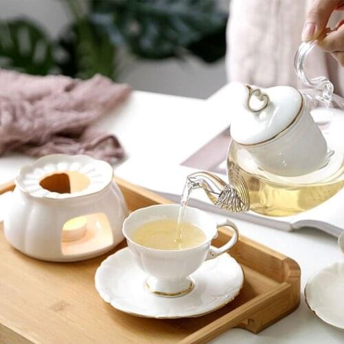 North European Style Ceramic Glass Tea Set Simple Heat-resistant Health Kettle Heat Fruit Flower Coffee Teapot Set