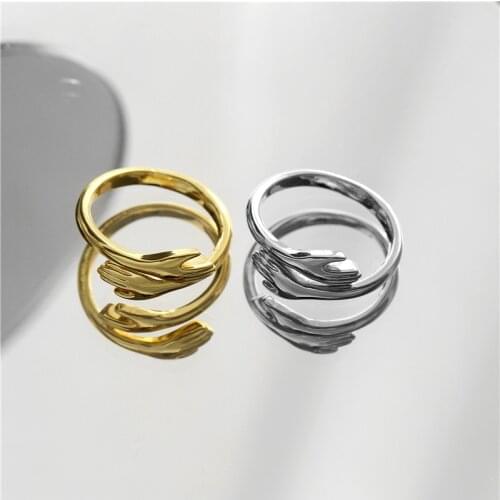 HECHENG,New Trendy Love Hug Carved Hand Rings,Creative Love Forever Open Finger Adjustable Hand Ring,For Women