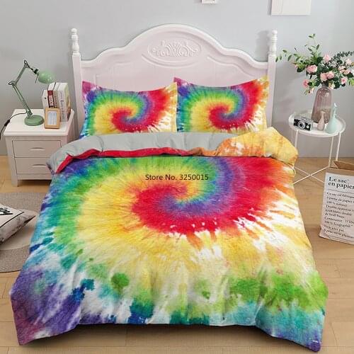 2/3pcs Tie Dye Bedding Set Luxury Colorful Single Double Duvet Cover Abstract Blooming Stylish Bed Linen Home Textiles