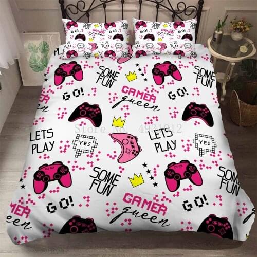 Cool Game Handle 0.9/1.2/1.5/1.8/2.0m Digital Printing Polyester Bed Flat Sheet With Pillowcase Print Bedding Set