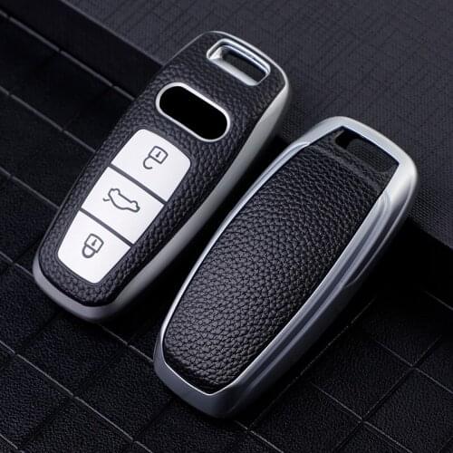 TPU Leather Car Key Cover For Audi Q8 2020 Allroad Quattro A4 A5 A6 A7 Smart Remote Fob Shell Case Keychain Holder Protector Bag