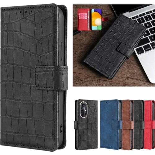 Crocodile Pattern Leather Case for Huawei Nova 8 Pro 7 6 SE Lite 3 Plus 7i 5 Z 5i 5T Flip Cover Wallet Card Holder Stand Coque
