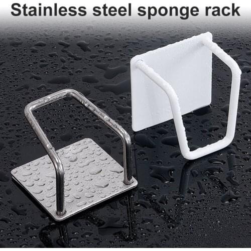 304 Stainless Steel Kitchen Sponges Holder Self Adhesive Sink Sponges Drain Drying Rack Accessories Storage Organizer Tool