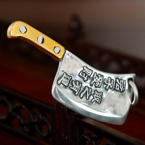S990 pure silver kitchen knife wealth necklace pendant for Man beautiful man pendant silver