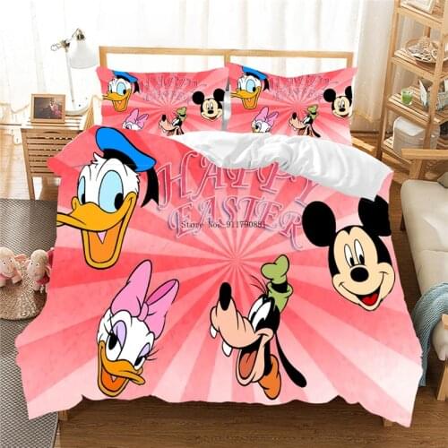Disney Easter Minnie Mickey Series Patterned Bedding Set Duvet Cover Pillowcase Children Holiday Bedroom Decor Printed In Color