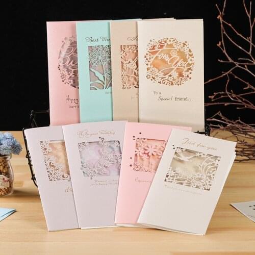 Creative greeting card elegant hollow lace engraved beaded blessing card birthday greeting card thank you