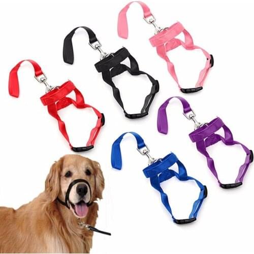 Durable Pet Dog Nylon Head Collar Gentle Halter Leash Leader No Pull Bite Straps Pet Training Leash for Small Meidum Large Dog