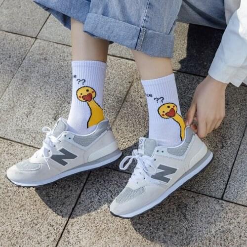 Ladies Socks Women Cartoon Socks Fashion White Harajuku Kawaii Cute Short Socks Cotton Funny Art Sock For Girls Streetwear Sox