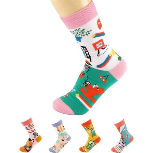2 pieces = 1pairs Socks Women Fashion Socks 2021 Japanese and Korean-Style Cotton Art Creative Fashion women Socks