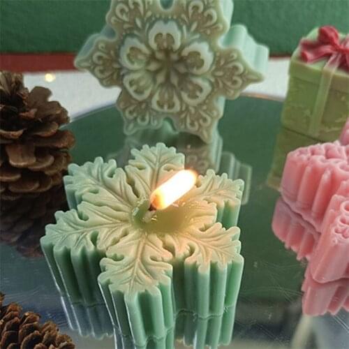 2021 New Silicon 3D Soap Mold Handmade Resin Clay Form For Candle Mould Christmas Xmas Party Decoration Snowflake Shape Making