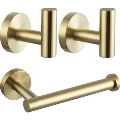 Bathroom Hardware 3 Pcs/Set Wall Mounted - Includes Toilet Paper Holder, 2X Robe Towel Hooks, Bathroom Accessories Kit Promotion